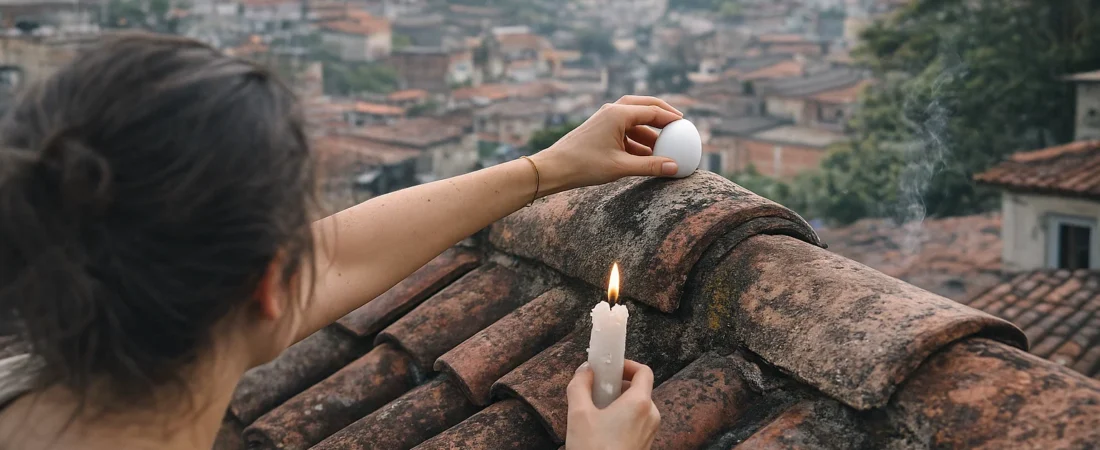 Qual a função da simpatia popular de se colocar um ovo no telhado?